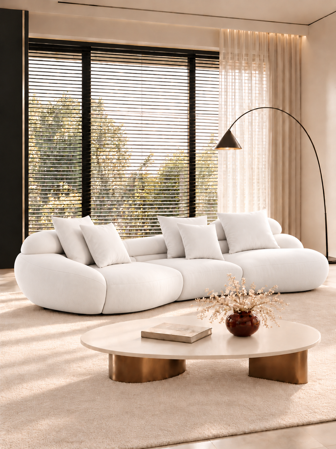 Avelune Sculptural Chenille Sofa