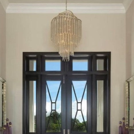 Rylight postmoderne kroonluchter met holle kristallen buis en kwastjes