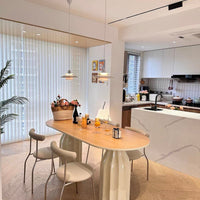 Rylight Franse crèmekleurige ovale/ronde schelpvormige eettafel 