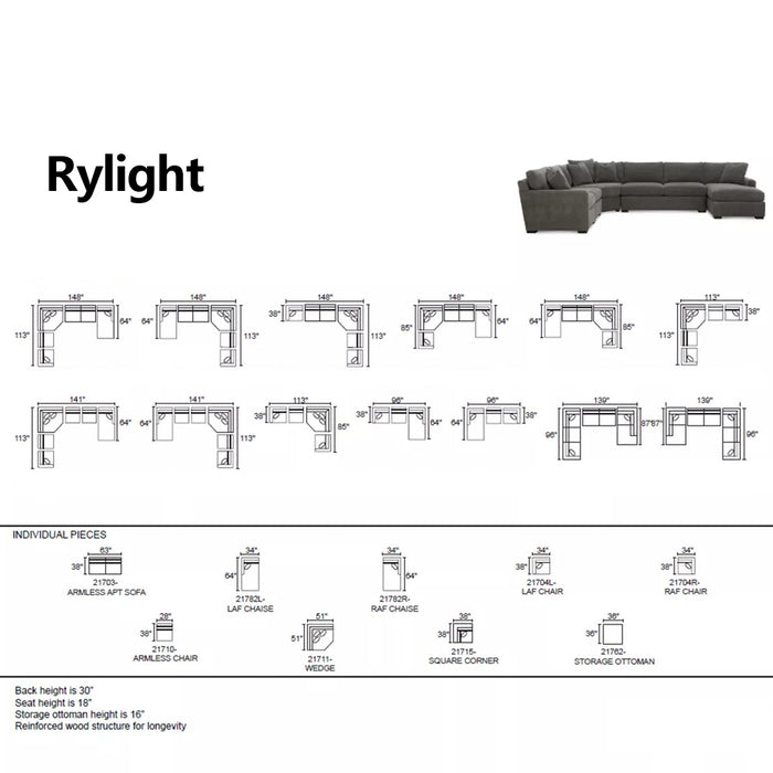 أريكة Rylight من القماش المقسمة