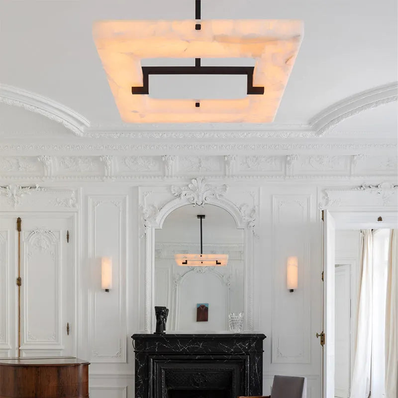 Moderne vierkante albasten kroonluchter voor woonkamer/slaapkamer 