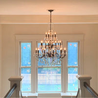 ثريا شموع كريستالية فاخرة من Rylight ذات 3 طبقات و24 مصباحًا