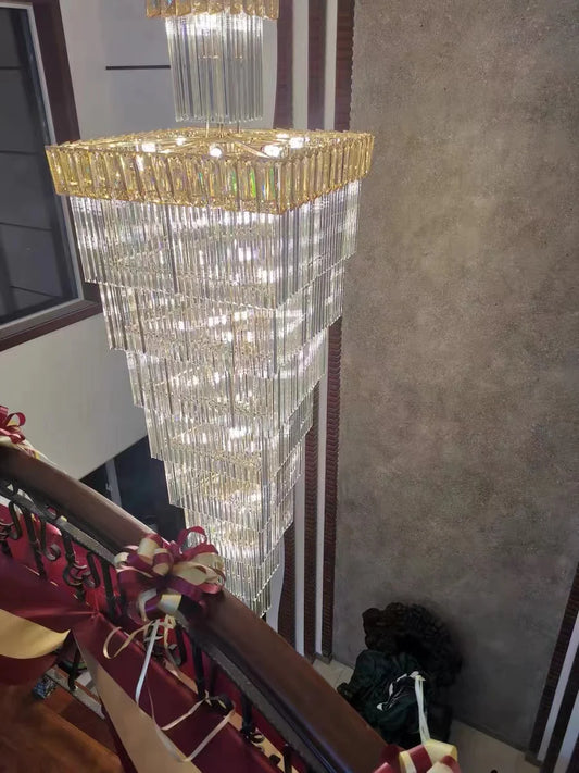 Rylight Meerlaagse vierkante kristallen kroonluchter