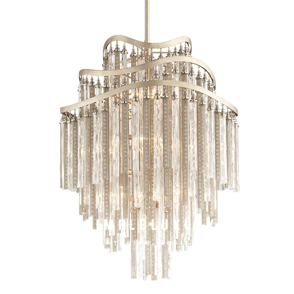 Rylight postmoderne kroonluchter met holle kristallen buis en kwastjes