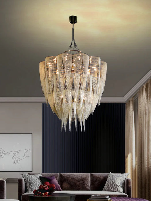 Rylight 13/19-Light Extra Large Creative Multi-tiered Personalized Tassel Chandelier