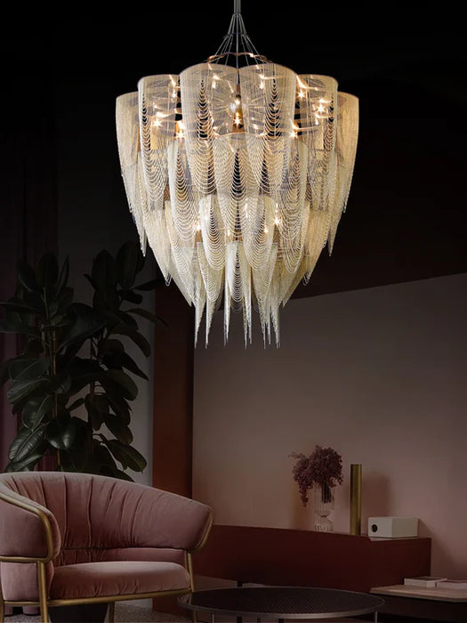 Rylight 13/19-Light Extra Large Creative Multi-tiered Personalized Tassel Chandelier
