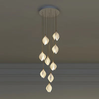 Rylight 3/9/18/32/36/70-Light الشمال ماغنوليا زهرة السيراميك قلادة طويلة الثريا