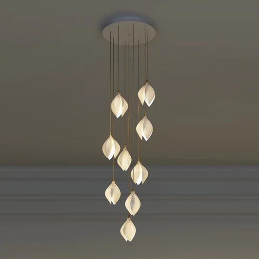 Rylight 3/9/18/32/36/70-Light الشمال ماغنوليا زهرة السيراميك قلادة طويلة الثريا