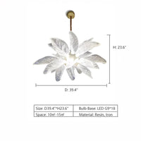 Rylight Flush Mount/Round/Linear Bionic Resin Leaves Chandelier