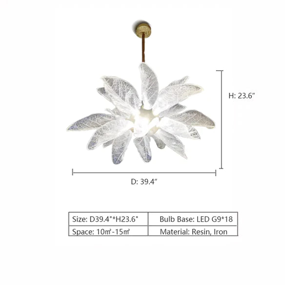 Rylight Flush Mount/Round/Linear Bionic Resin Leaves Chandelier