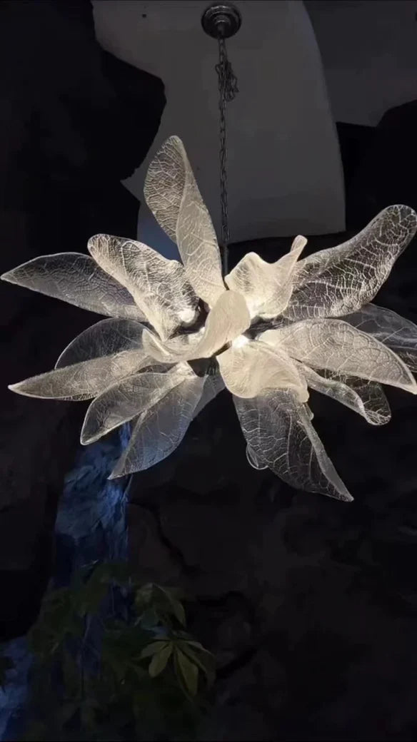 Rylight Flush Mount/Round/Linear Bionic Resin Leaves Chandelier