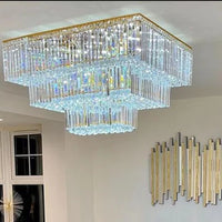 ثريا كبيرة جدًا على الطراز الحديث من Rylight ذات تركيب كريستالي مربع متدرج