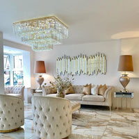 ثريا كبيرة جدًا على الطراز الحديث من Rylight ذات تركيب كريستالي مربع متدرج