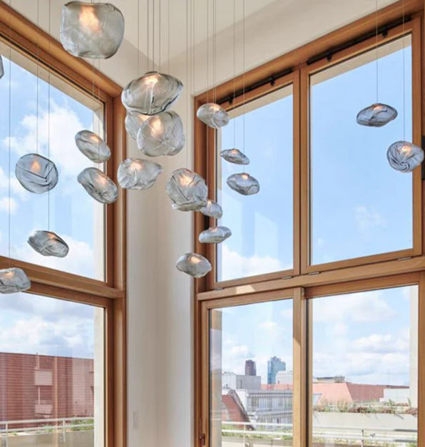 Rylight 5/8/10/11/16/20-licht minimalistische glazen wolk decoratieve kroonluchter