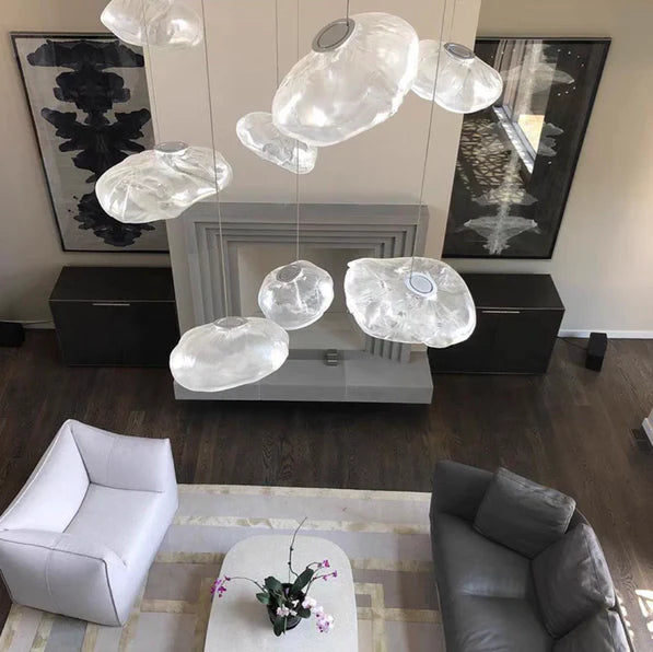 Rylight 5/8/10/11/16/20-licht minimalistische glazen wolk decoratieve kroonluchter