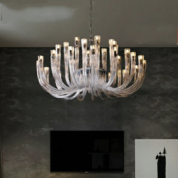 Rylight 12/16/32-lichts glazen kroonluchter Klassieke kaarsstijl plafondlamp