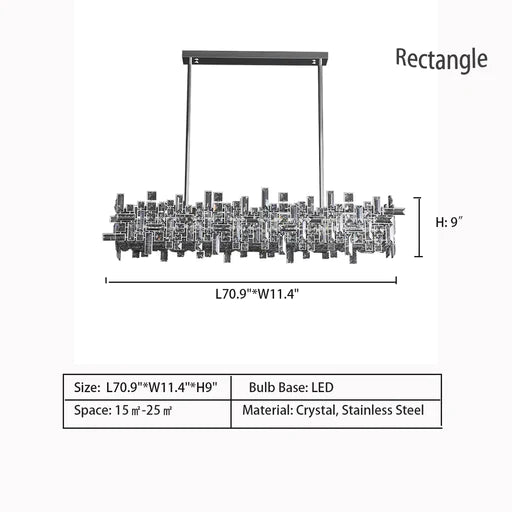 Rylight Linear/Square Irregular Crystal Pendant Chandelier