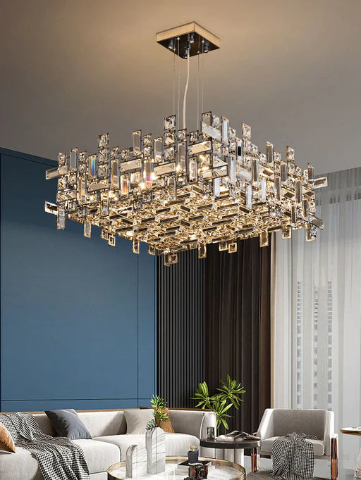 Rylight Linear/Square Irregular Crystal Pendant Chandelier