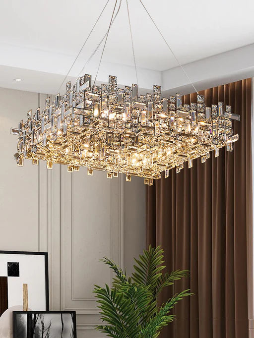 Rylight Linear/Square Irregular Crystal Pendant Chandelier