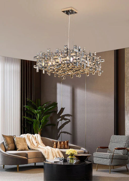 Rylight Linear/Square Irregular Crystal Pendant Chandelier