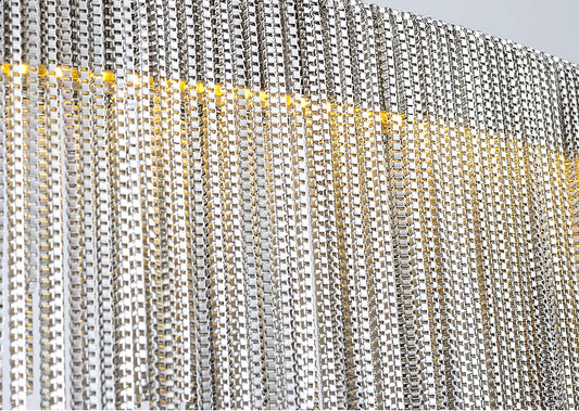 Rylight 1/2-laags ronde aluminium kroonluchter met kwastjes in verchroomde afwerking