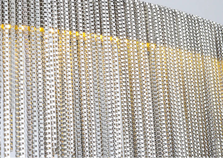 Rylight 1/2-Layer Round Aluminum Tassel Chandelier in Chrome Finish