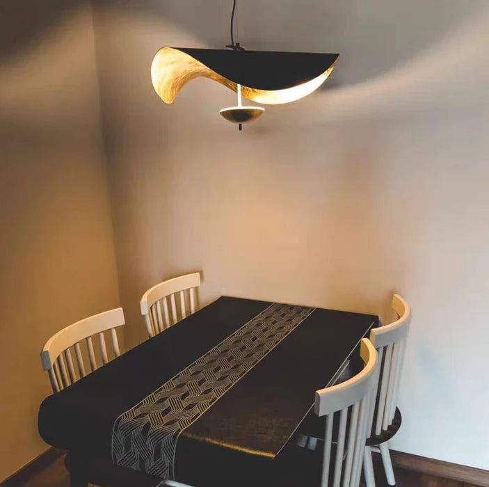 Final Sale · Designer Model Modern Art Hat Shape Gold Leaf Pendant Chandelier for Living/Dining Room