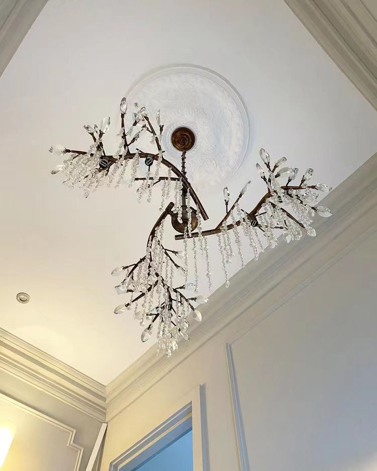 Rylight 6/18-Light Bronze/Black Branch Chandelier With Crystal Drops