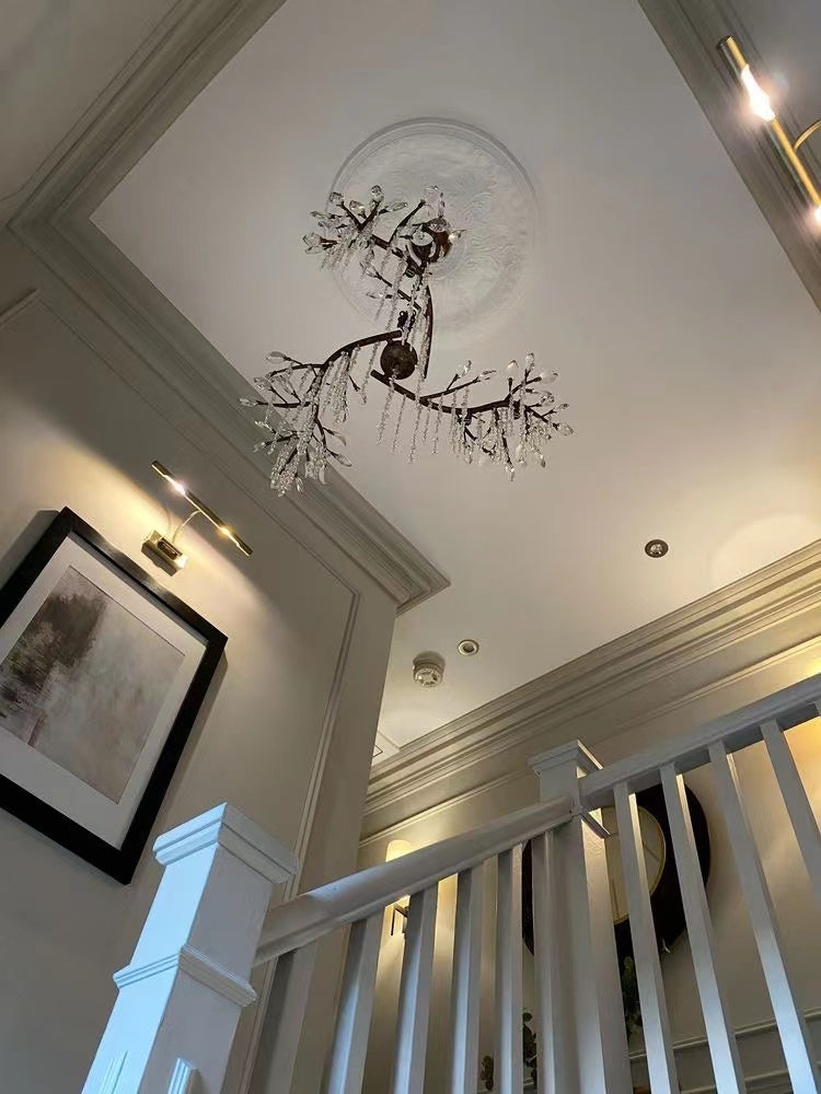 Rylight 6/18-Light Bronze/Black Branch Chandelier With Crystal Drops