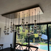 Modern Raindrop Crystal Chandelier with Rectangular Canopy