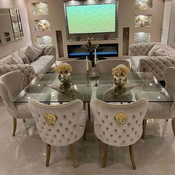 Luxury Velvet Dining Chair in Gold/Chrome Color