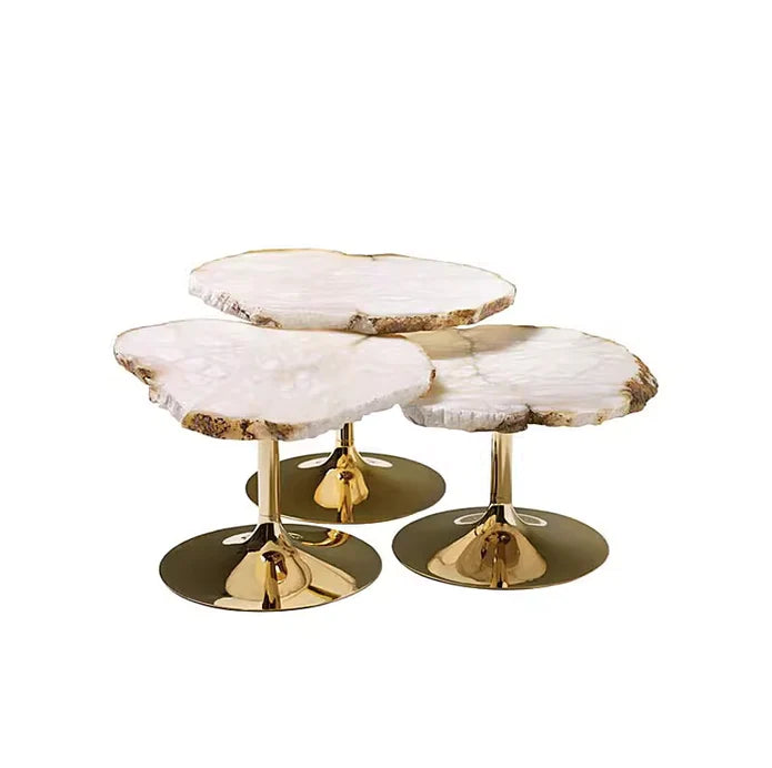 Natural Alabaster Irregular Coffee Table Set for Living Room/Bedroom