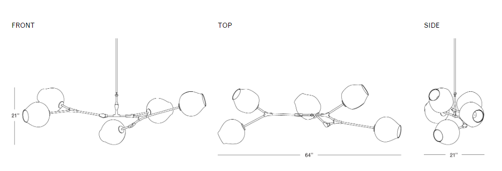 Rylight 5/7/8/9-lichte Spoetnik rokerige grijze/amberkleurige glazen kroonluchter