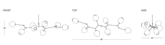 ثريا زجاجية Rylight 5/7/8/9-Light Sputnik Smoky Gray/Amber Glass