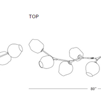 Rylight 5/7/8/9-lichte Spoetnik rokerige grijze/amberkleurige glazen kroonluchter