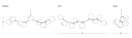 ثريا زجاجية Rylight 5/7/8/9-Light Sputnik Smoky Gray/Amber Glass