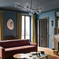 Rylight 5/7/8/9-lichte Spoetnik rokerige grijze/amberkleurige glazen kroonluchter