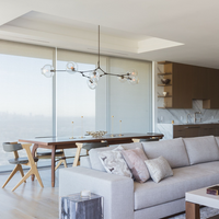 Rylight 5/7/8/9-lichte Spoetnik rokerige grijze/amberkleurige glazen kroonluchter