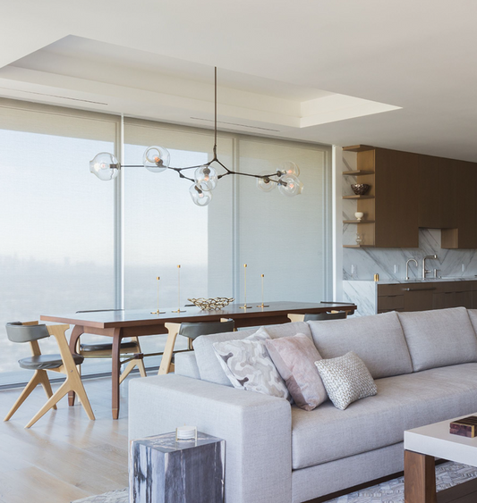 ثريا زجاجية Rylight 5/7/8/9-Light Sputnik Smoky Gray/Amber Glass