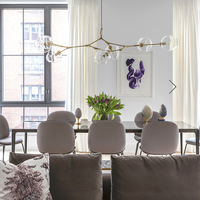 Rylight 5/7/8/9-lichte Spoetnik rokerige grijze/amberkleurige glazen kroonluchter