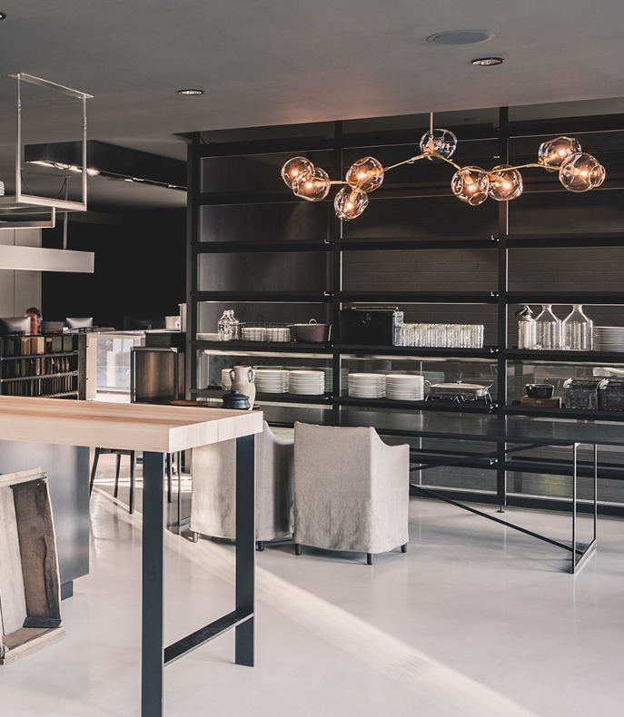 Rylight 5/7/8/9-lichte Spoetnik rokerige grijze/amberkleurige glazen kroonluchter