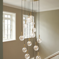 Rylight 1/3/6/13-Globes helder/wit glazen hangende kroonluchter 