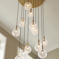 Rylight 1/3/6/13-Globes helder/wit glazen hangende kroonluchter 