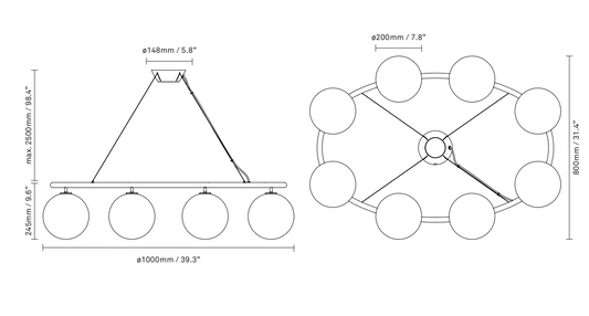 Rylight ovale/ring 3/6/8-bollen klasse kroonluchter