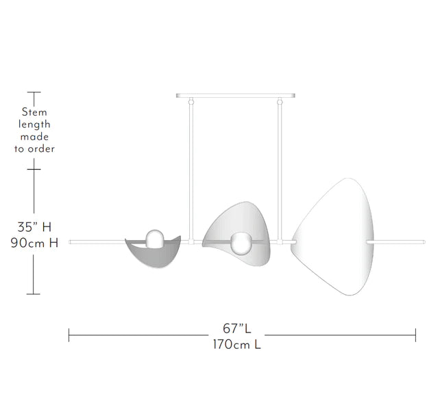Rylight 3-Light Minimalist Linear Brass Chandelier