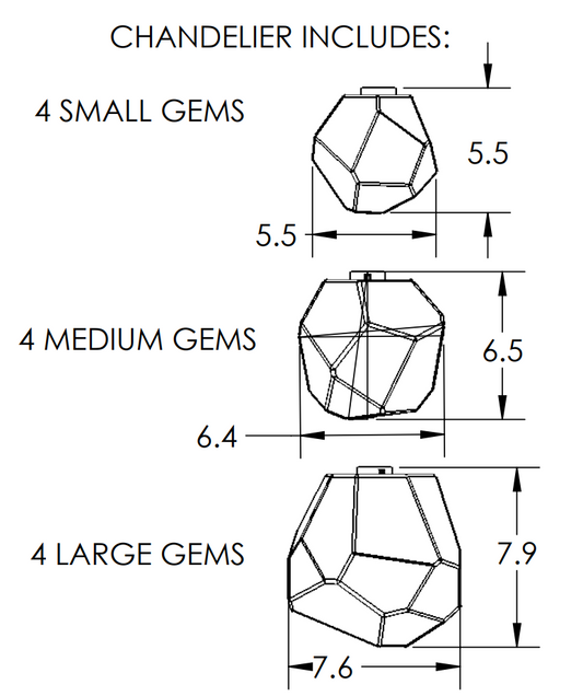 Rylight Gem handgeblazen glazen vierkante hangende kroonluchter
