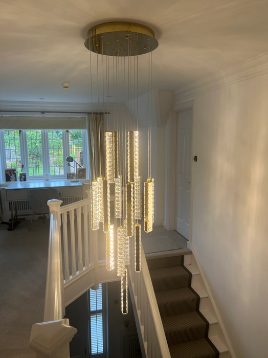 Rylight 12/15/18/21/24-lichte spiraalvormige kristallen kroonluchter
