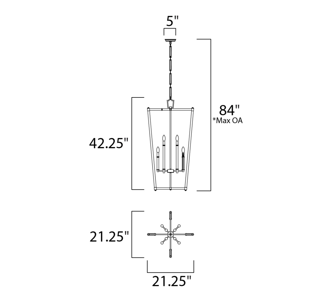 Rylight 5/8-lichts 23"/21" brede glazen staaf hanglamp