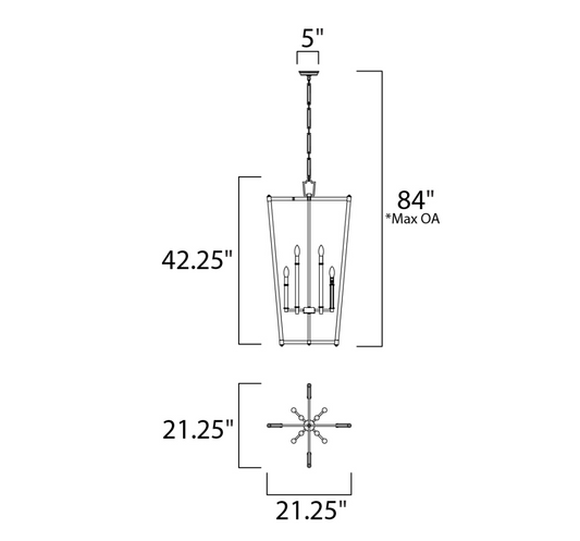 Rylight 5/8-lichts 23"/21" brede glazen staaf hanglamp