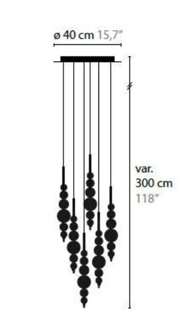 Moderne creatieve zwart/gouden cluster glazen hanglamp